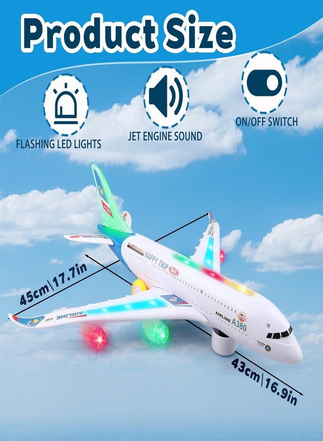 AtomDream Tech Bump and Go Airplane Toy - Realistic Airplane Model with 4D Lights & Sound - Moving Plane Toy for Kids Ages 3-12 - Automatic Direction Change on Collision - Great Gift for Kids(Blue) - Image 2